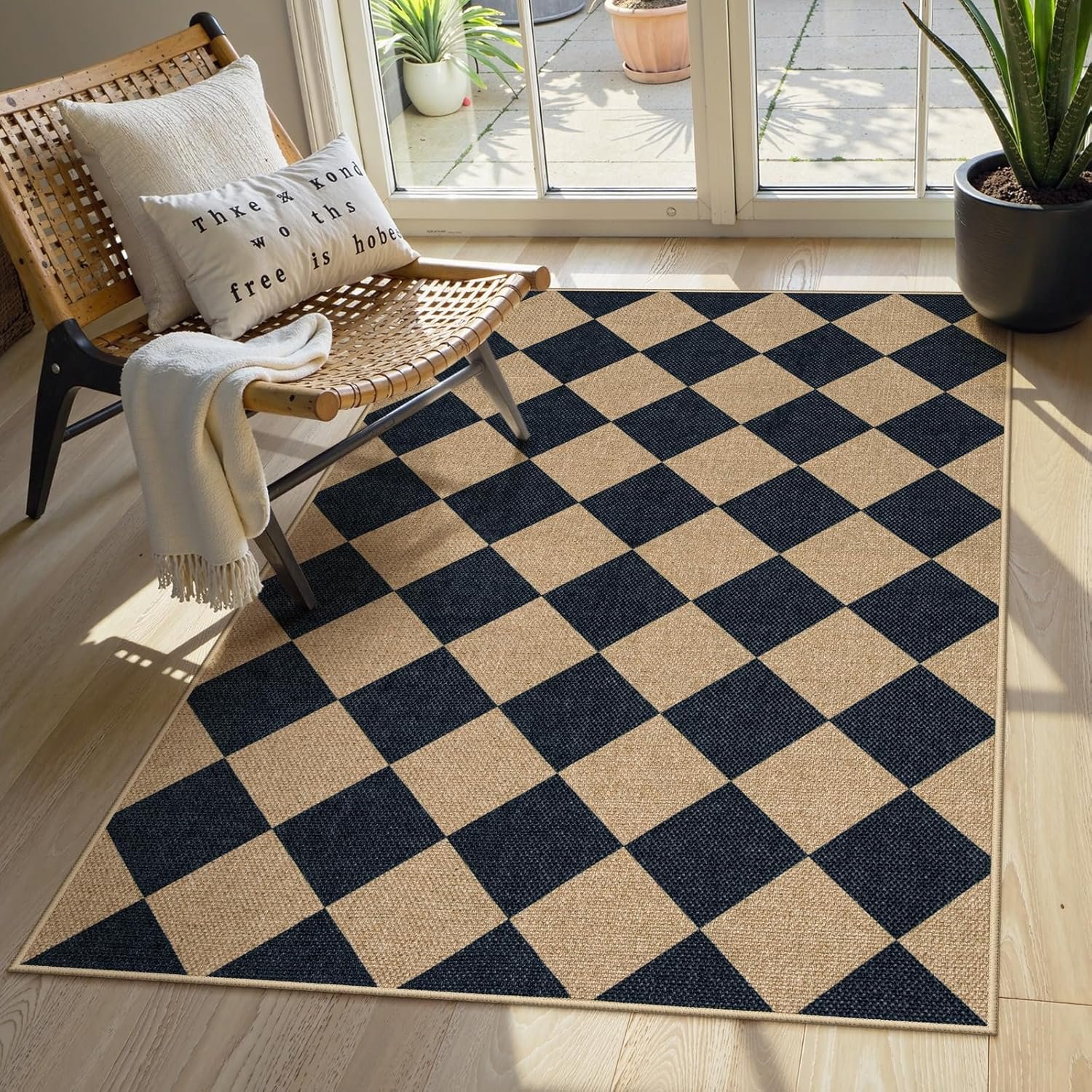 Reversible Subtle Plaid Living Room Carpet Detail