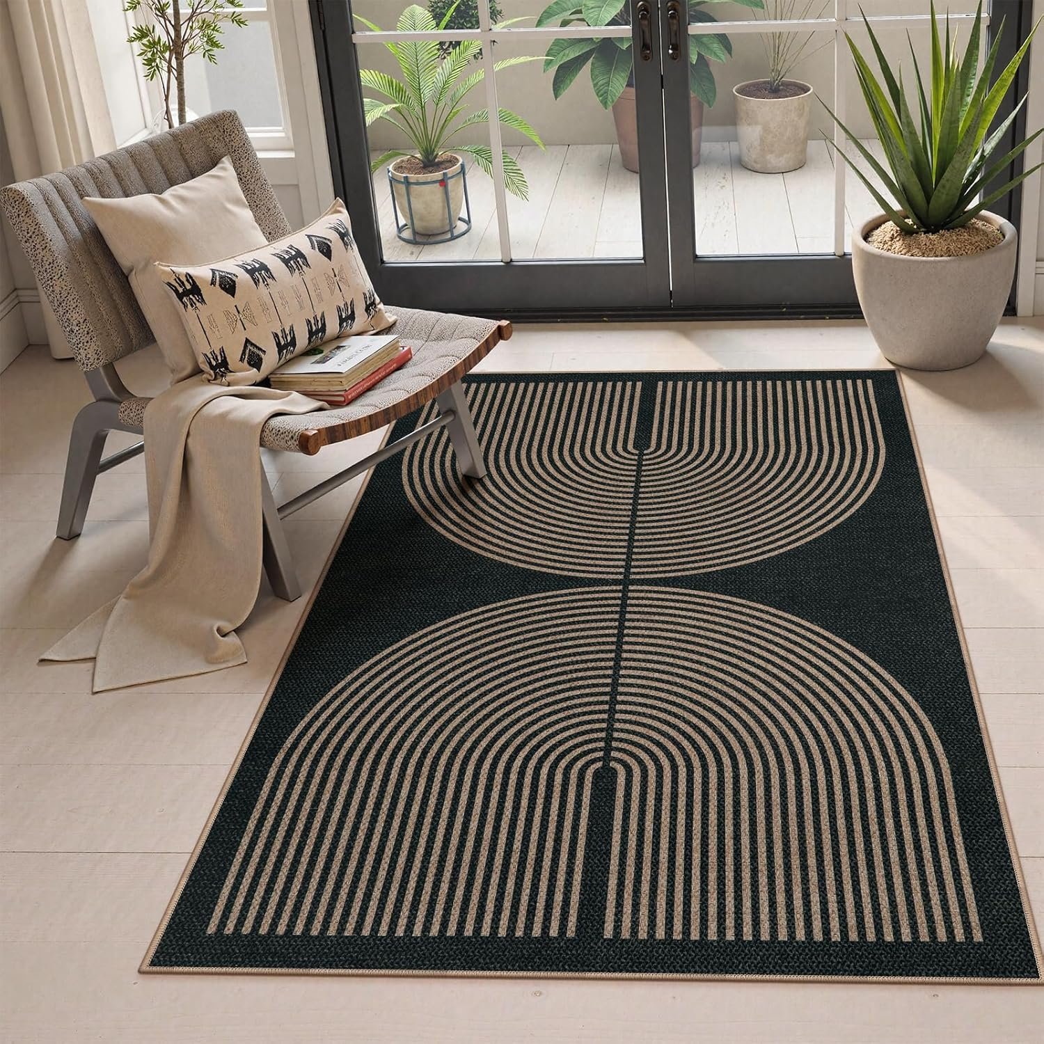 Woven Subtle Plaid Area Rug Detail
