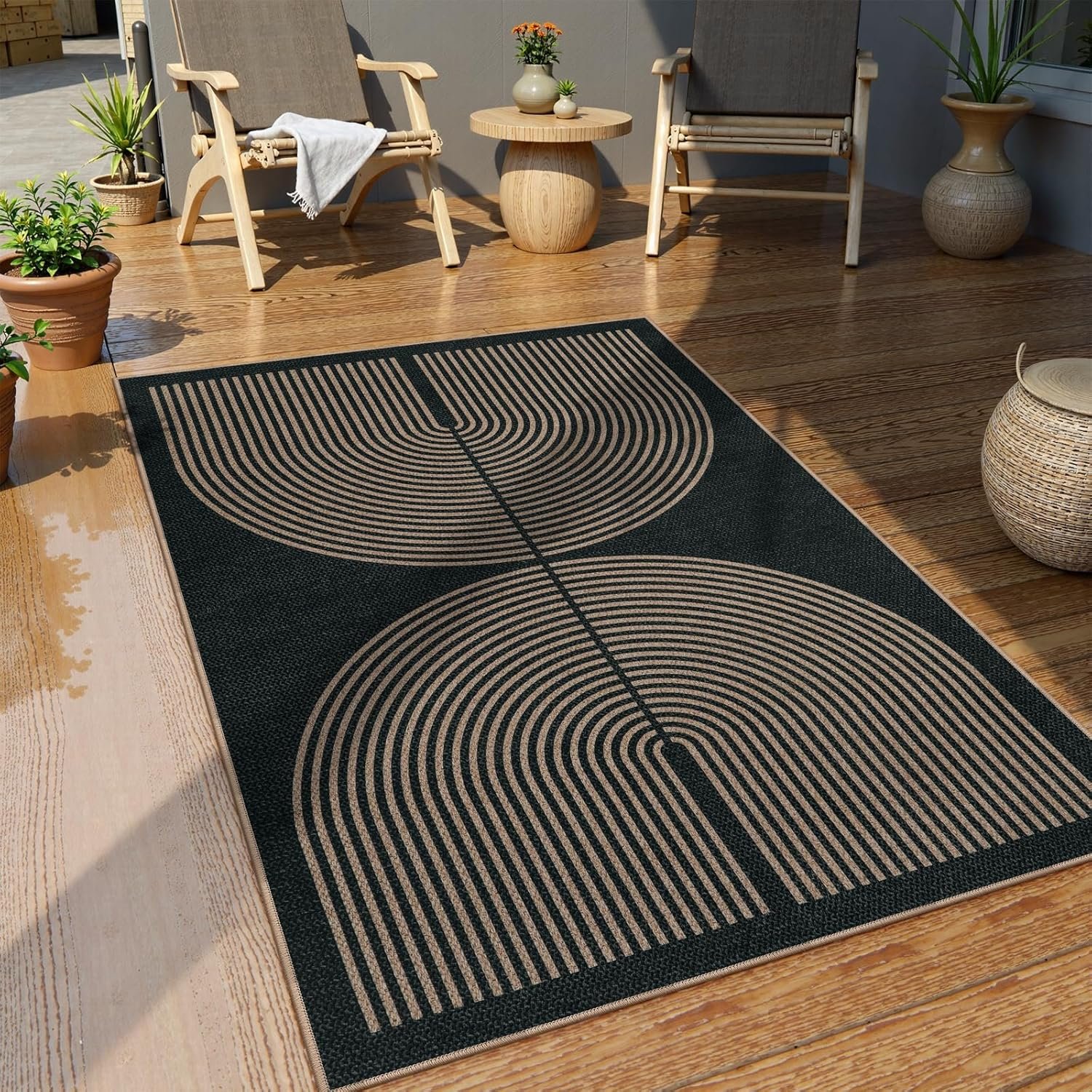 Woven Subtle Plaid Area Rug Detail 2